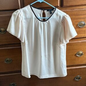 J. Crew Cream Blouse with Black Accents